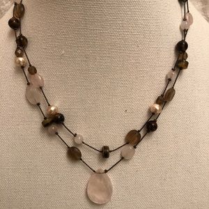 Lia Sophia tiger eye & quartz necklace